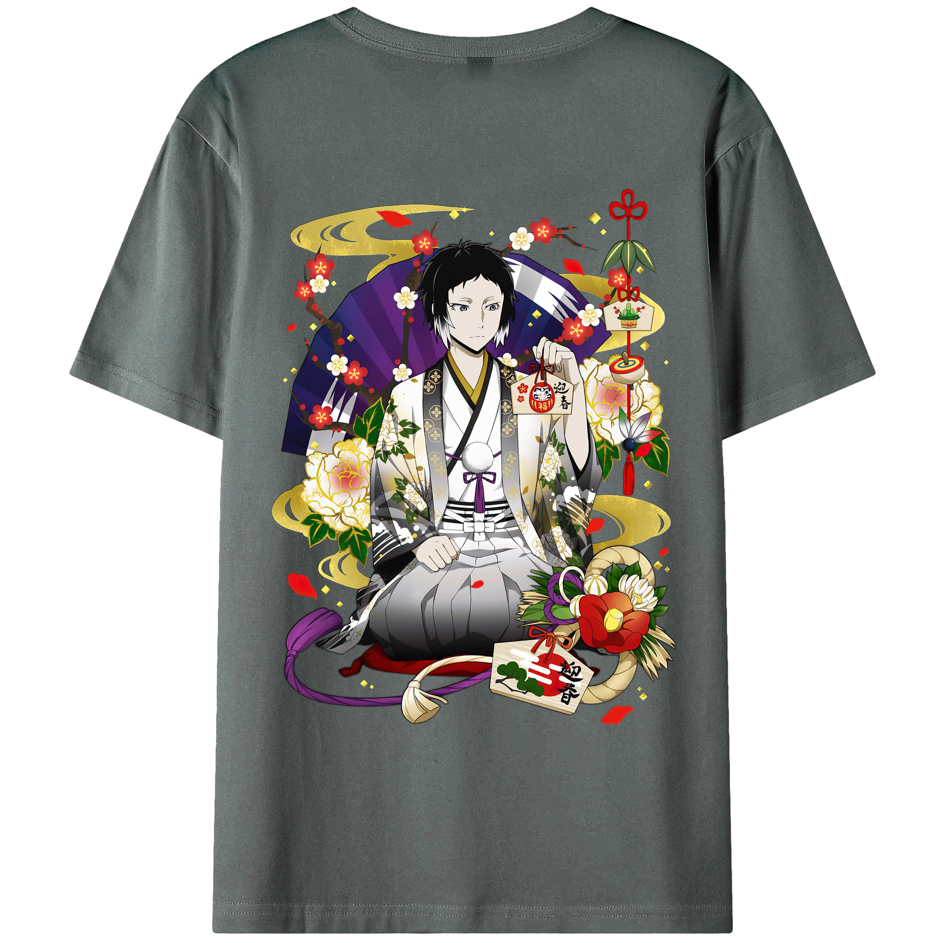 （画像用） 文豪ストレイドッグス Bungo Stray Dogs 綿100％ メンズ半袖Tシャツ（バックプリント） 通気性